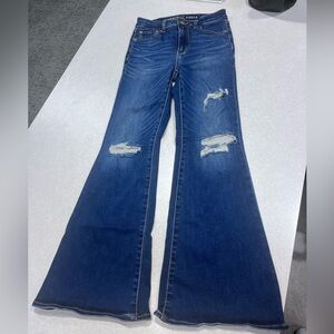 American eagle jeans ripped super high rise flare women’s size 2 short